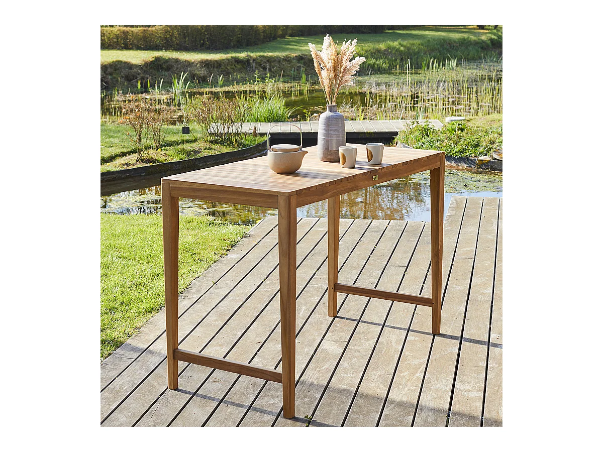 Table de jardin en teck massif haute