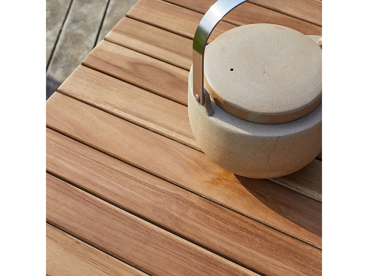 Mesa alta de jardín plegable de madera de teca maciza