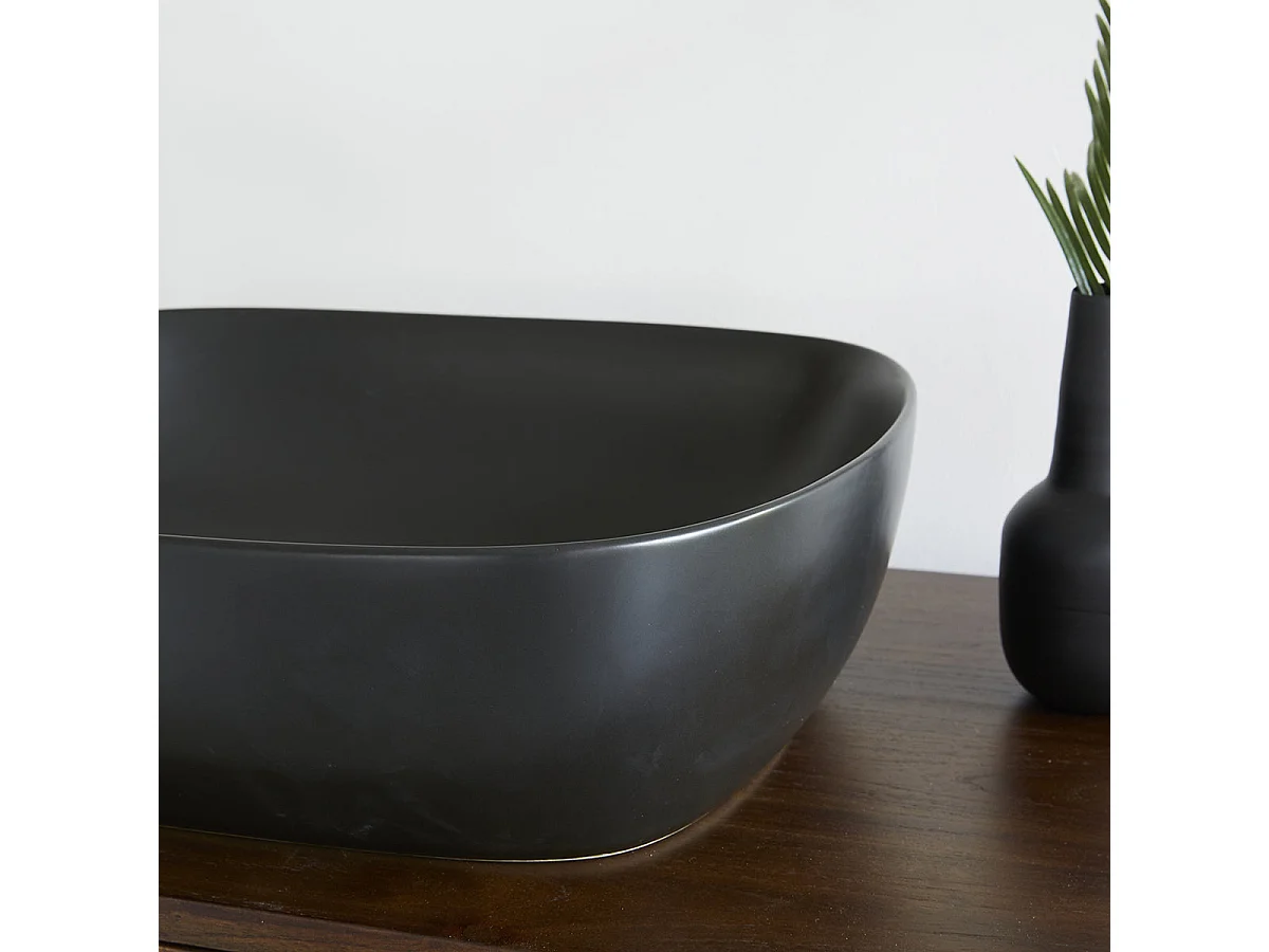 Lavabo ovale in ceramica nera