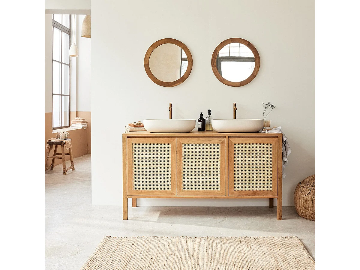 Vasque en béton beige ovale 50 cm