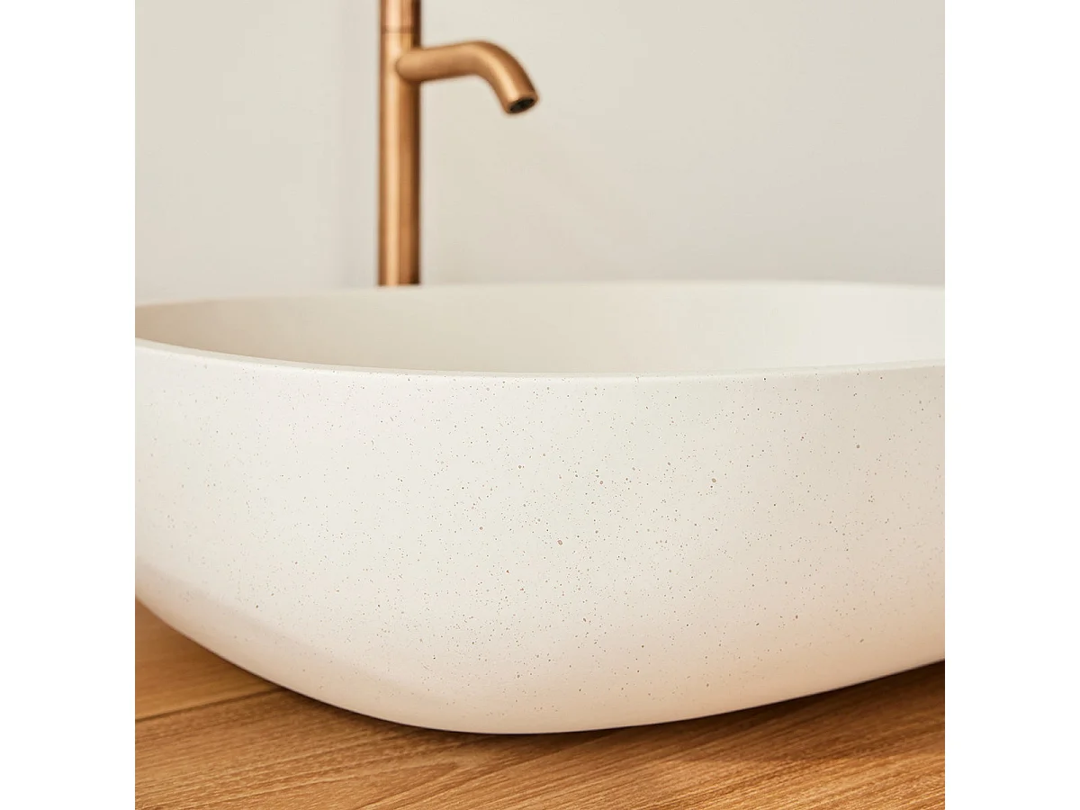 Vasque en béton beige ovale 50 cm