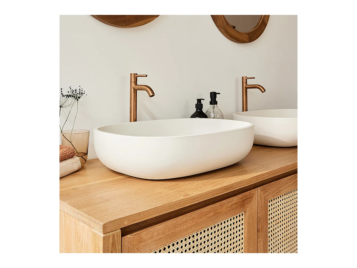 Vasque en béton beige ovale 50 cm