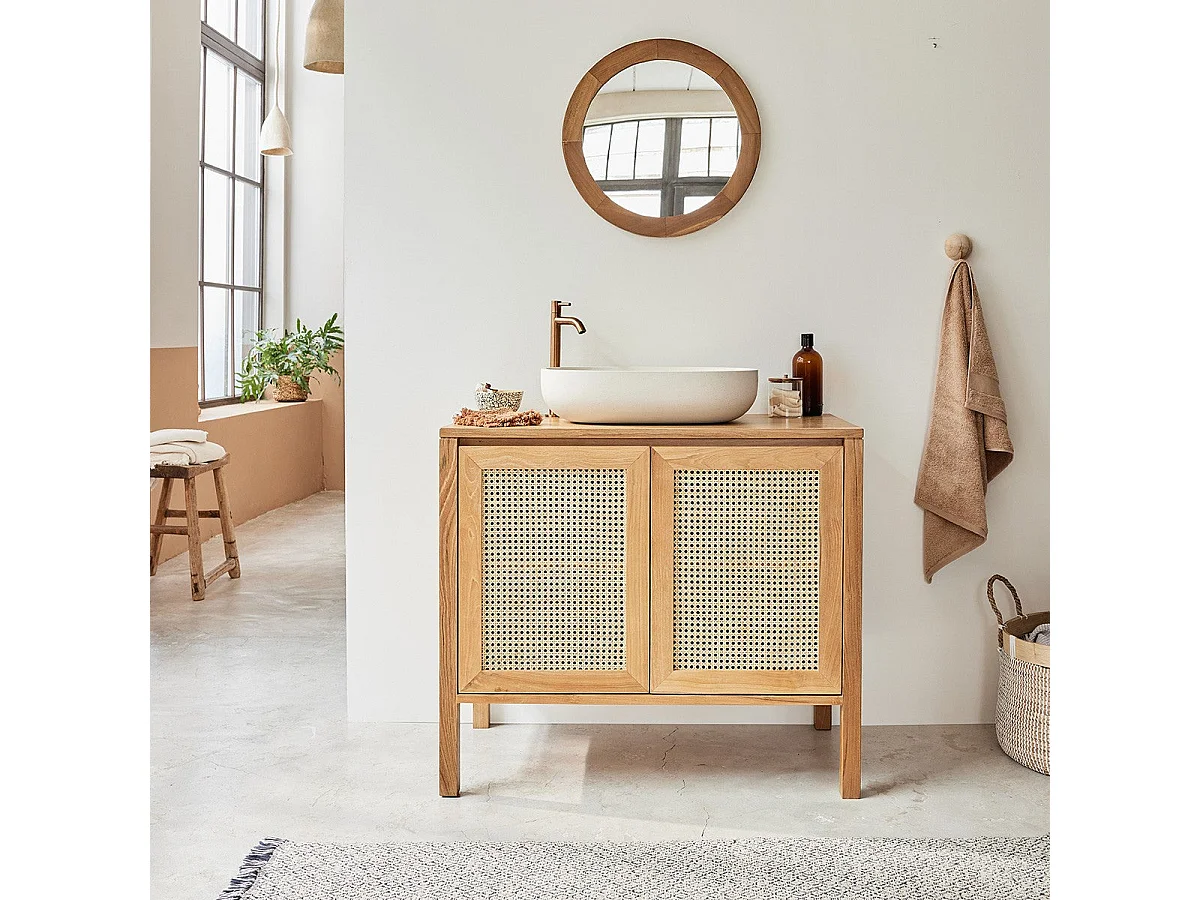 Vasque en béton beige ovale 50 cm