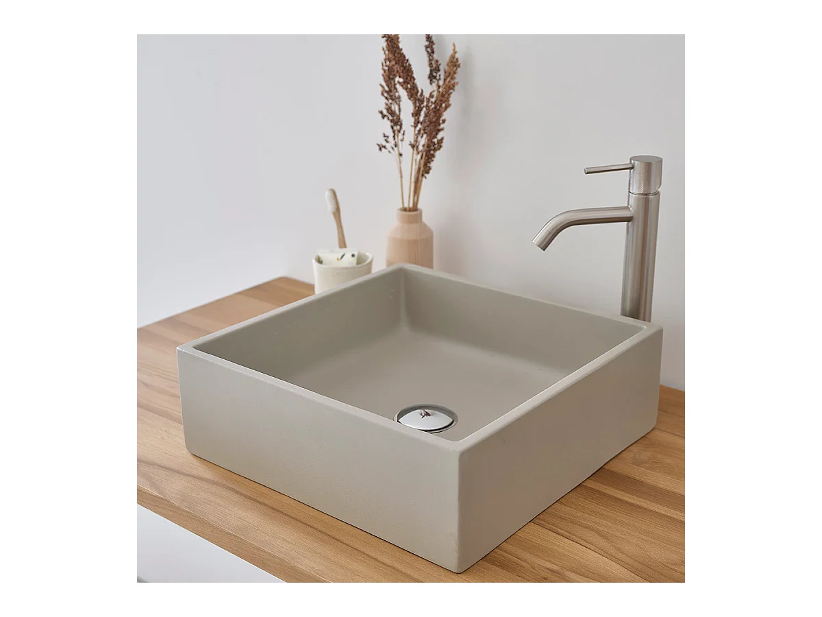 Vasque rectangulaire en béton gris 37 cm
