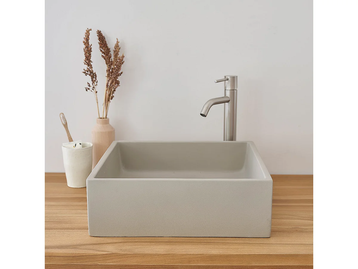 Vasque rectangulaire en béton gris 37 cm