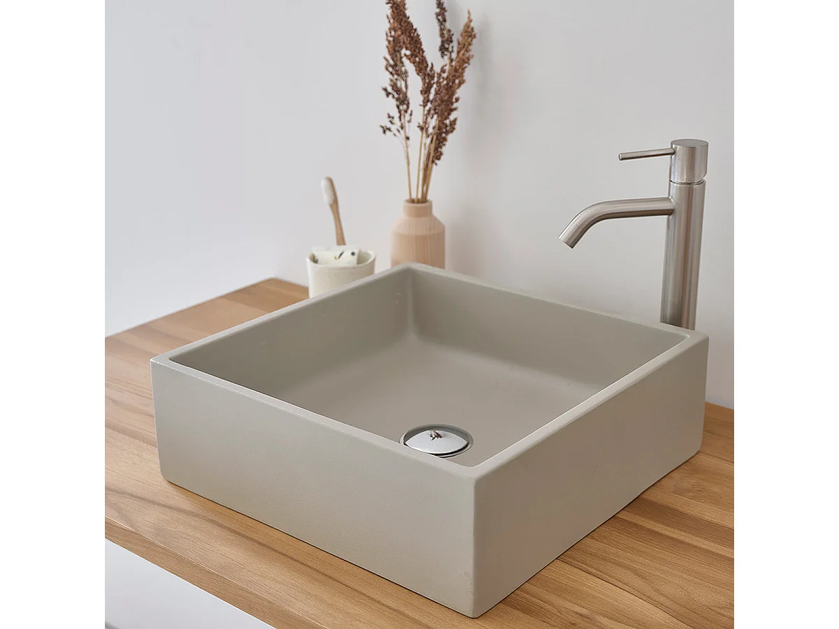 Lavabo de hormigón gris cuadrado 37 cm
