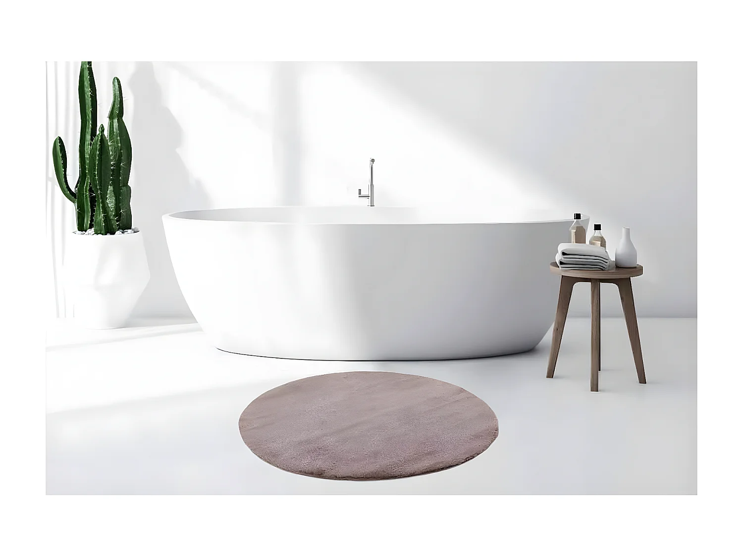 Tapis de Bain Fait à la Main "Rabbit" 100cm Rose