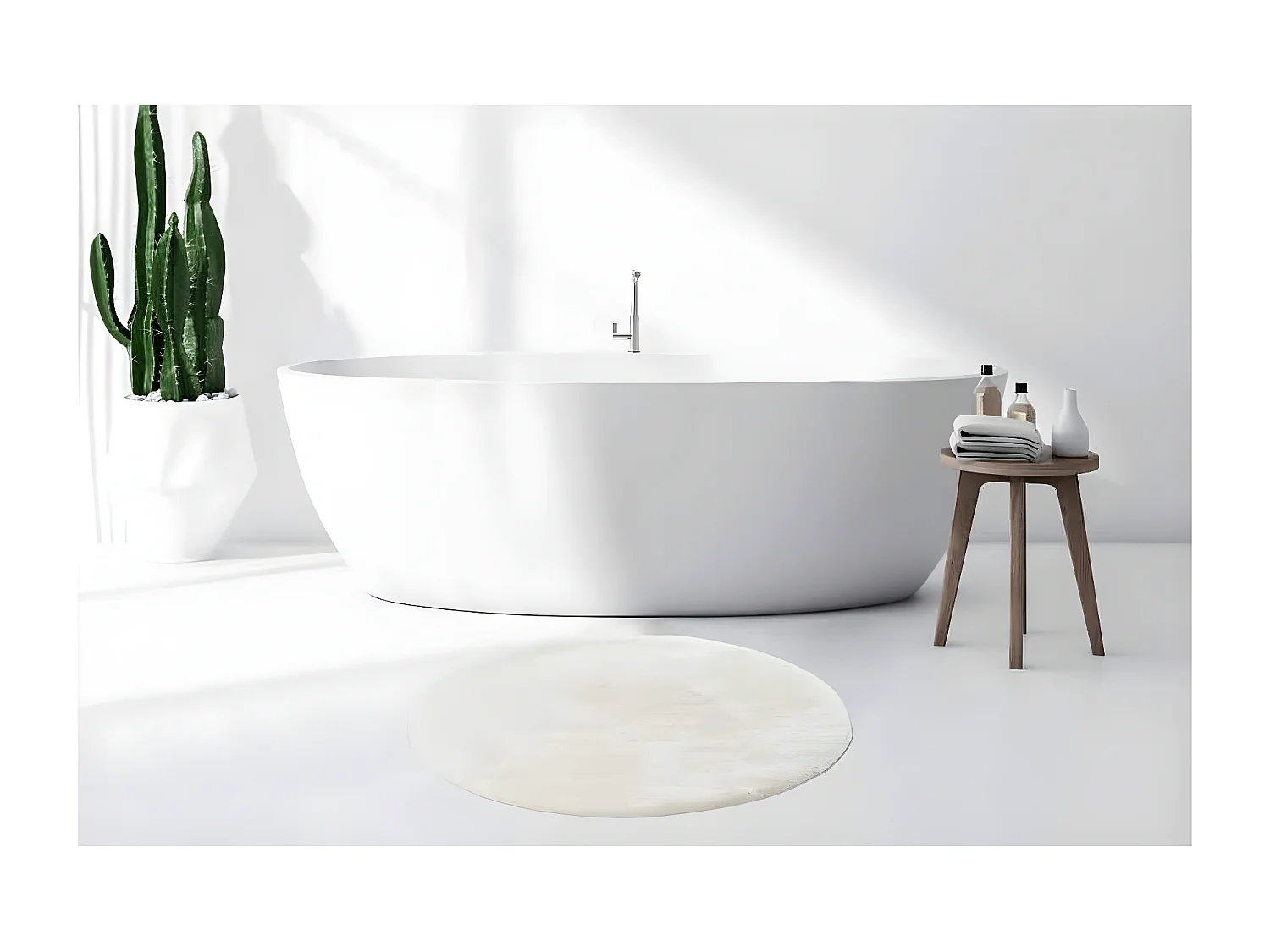 Tapis de Bain Fait à la Main "Rabbit" 100cm Blanc