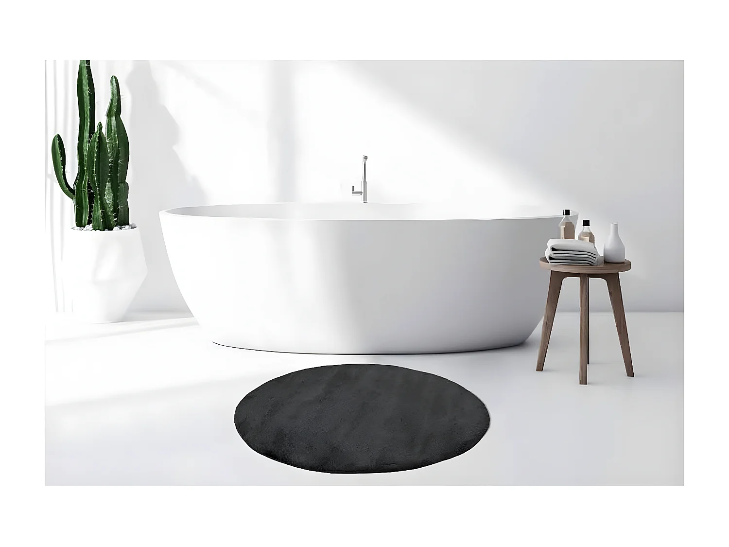 Tapis de Bain Fait à la Main "Rabbit" 100cm Gris Foncé