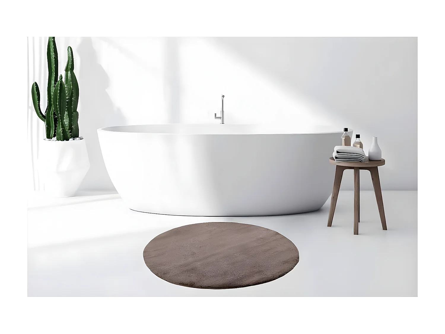 Tapis de Bain Fait à la Main "Rabbit" 100cm Beige Foncé