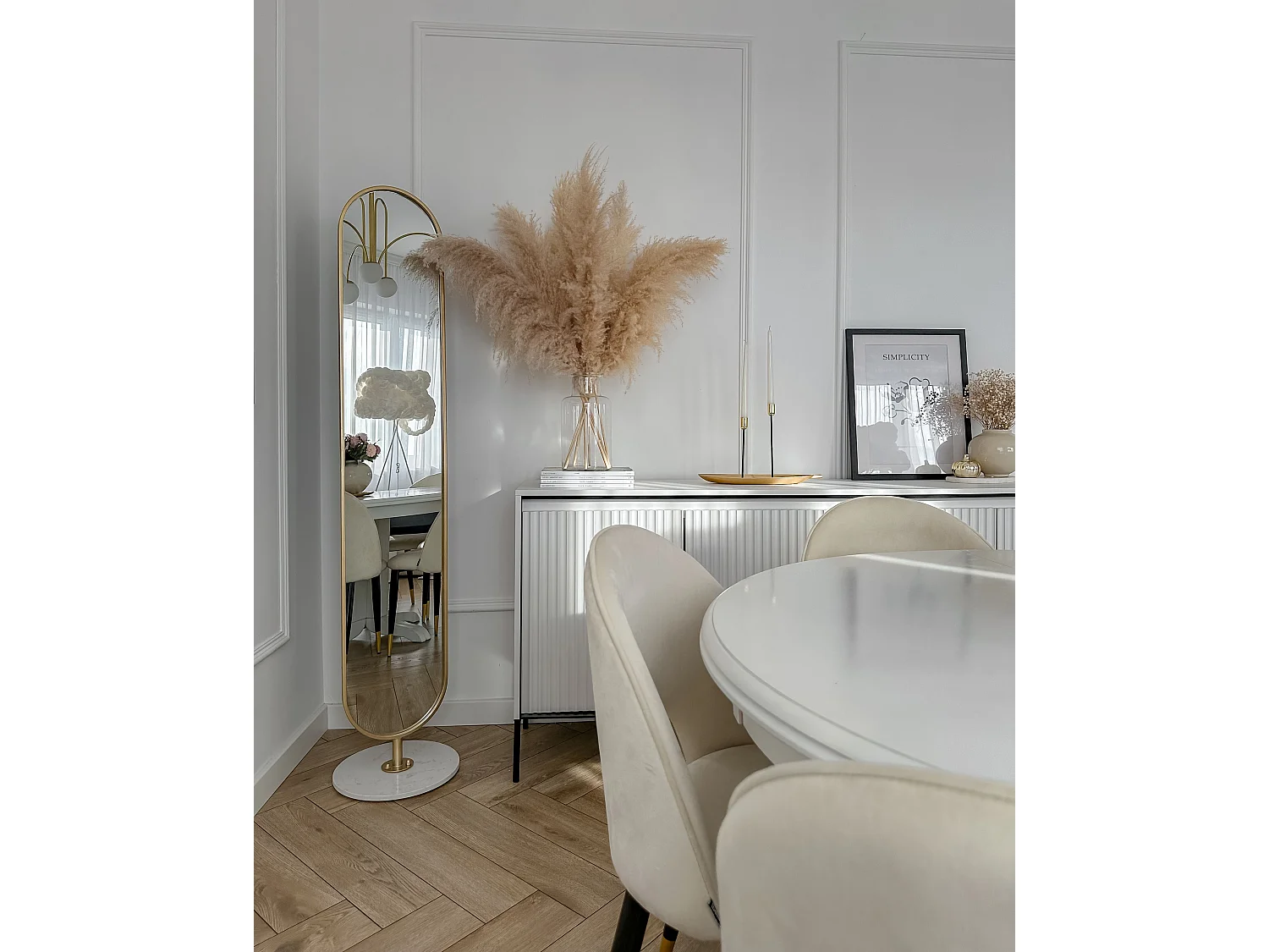 Porte-manteau avec miroir MOODY 170 cm Métal Doré