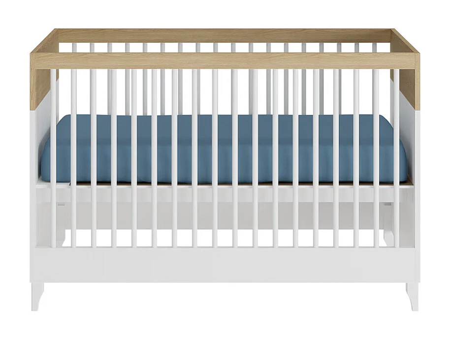 Mini Chambre bébé 70x130 cm panneaux de fibres blanc et bois DIXIE