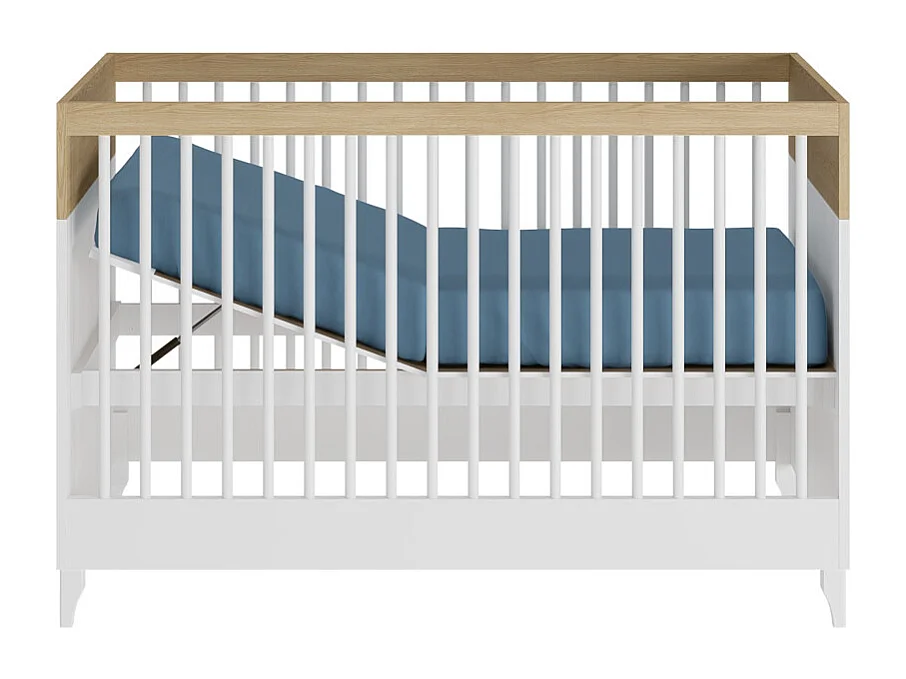 Mini Chambre bébé 70x130 cm panneaux de fibres blanc et bois DIXIE