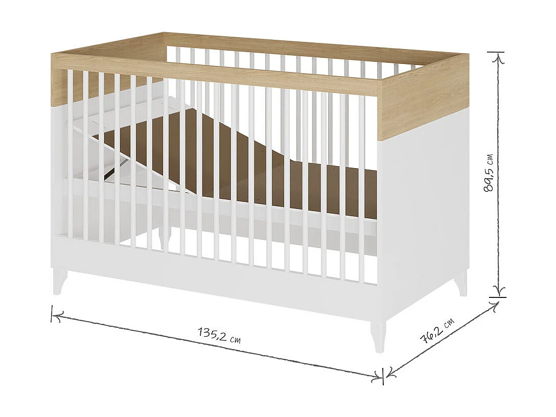 Mini Chambre bébé 70x130 cm panneaux de fibres blanc et bois DIXIE
