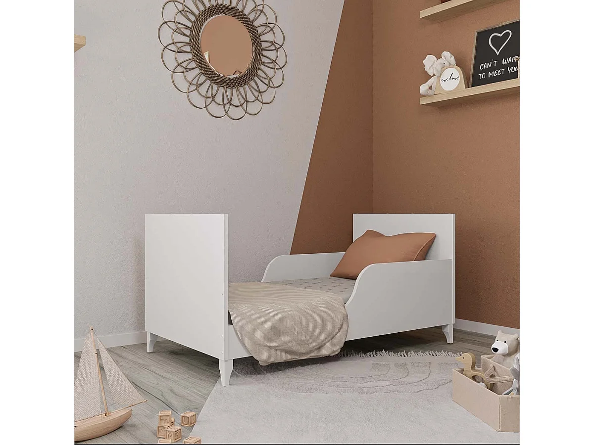 Mini Chambre bébé 70x130 cm panneaux de fibres blanc et bois DIXIE