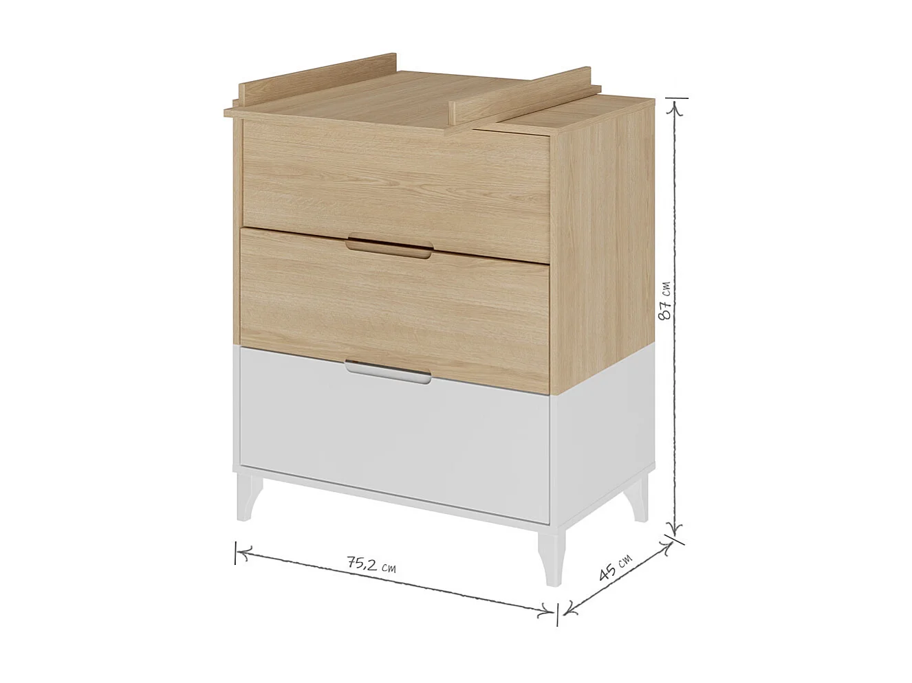 Mini Chambre bébé 70x130 cm panneaux de fibres blanc et bois DIXIE