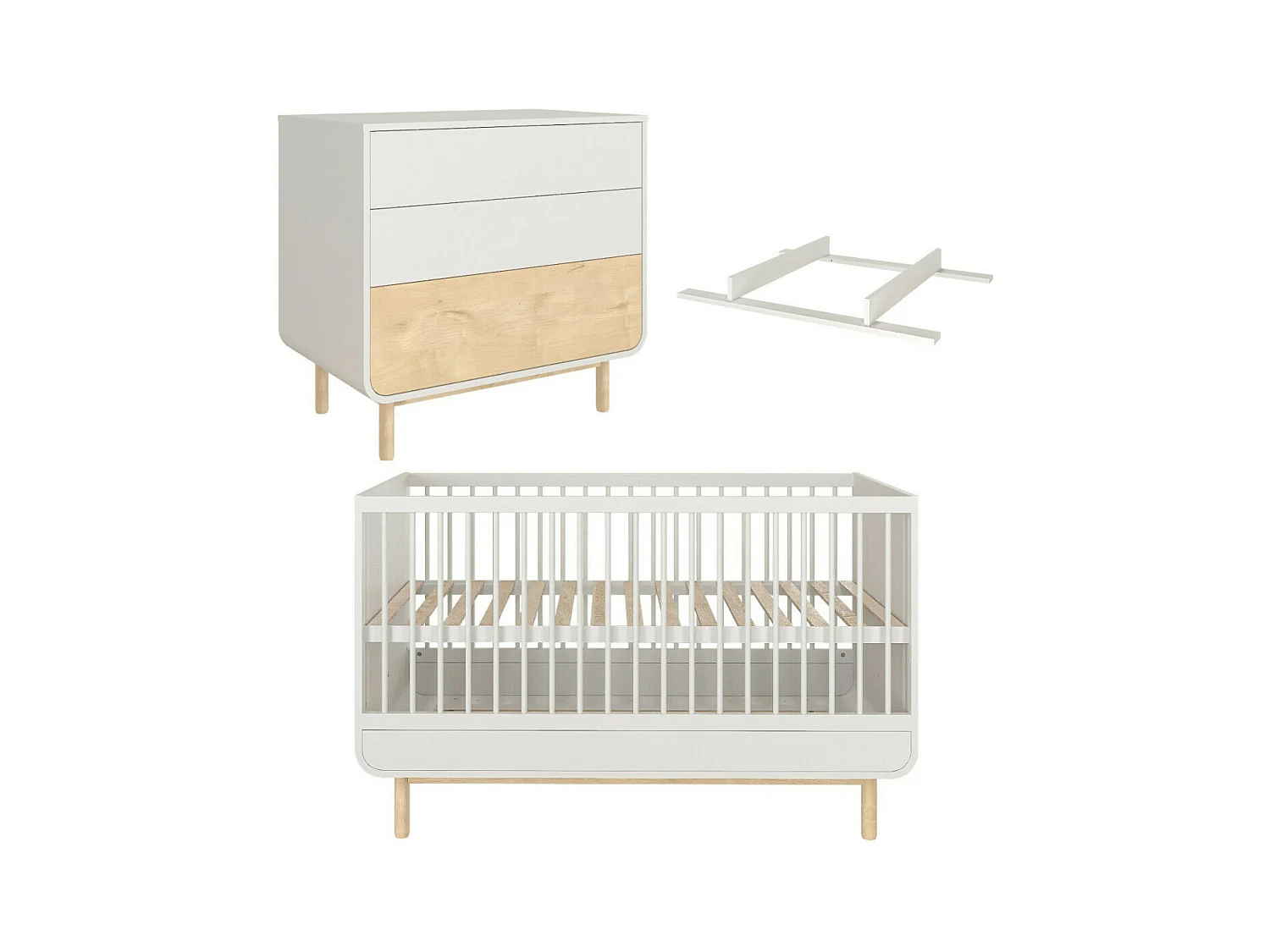 Chambre complète bébé 70x140 cm panneaux de fibres blanc SASHA