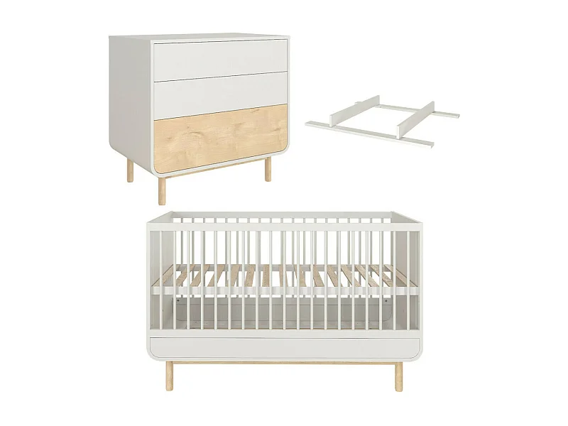Chambre complète Montessori bébé 70x140 cm panneaux de fibres blanc SASHA