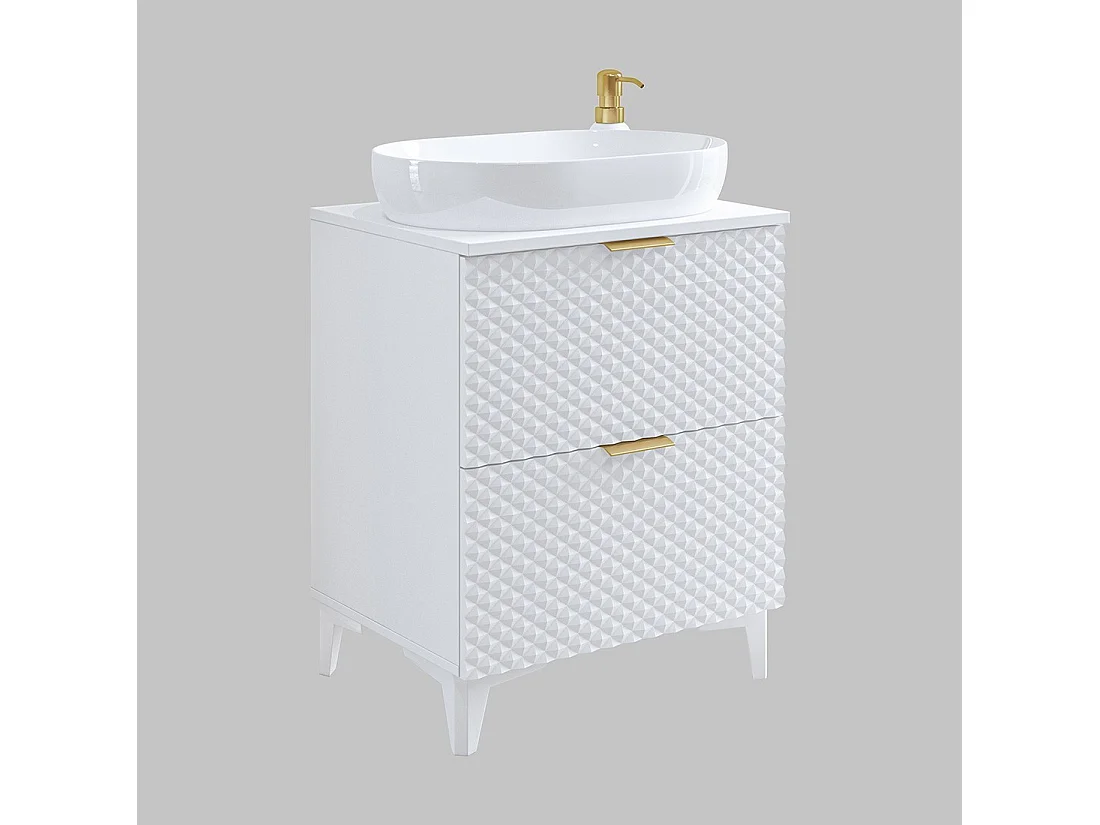 Ensemble de 2 meubles de salle de bain collection CHIC coloris blanc et doré. Meuble sous vasque