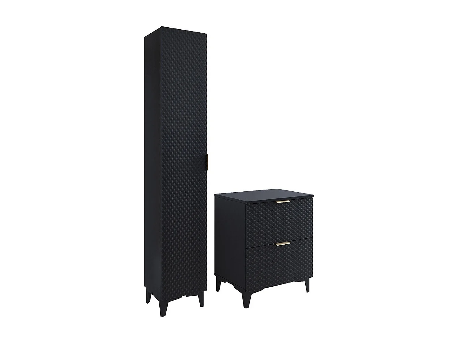 Set van 2 badkamermeubels uit de CHIC collectie in zwart en goud. Meubel onder wastafel