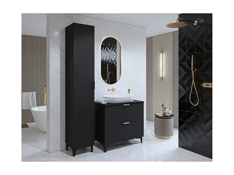 Conjunto de 2 muebles de baño colección CHIC color negro y dorado.