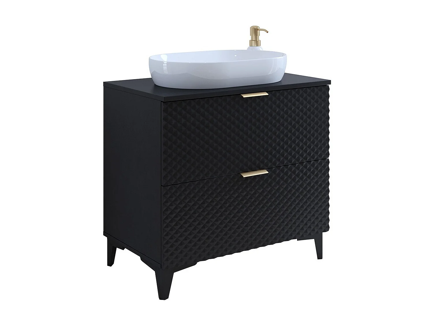 Conjunto de 2 muebles de baño colección CHIC color negro y dorado.