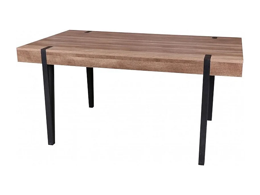 Tafel LOVY - Houtkleur met Zwarte Metalen Poten