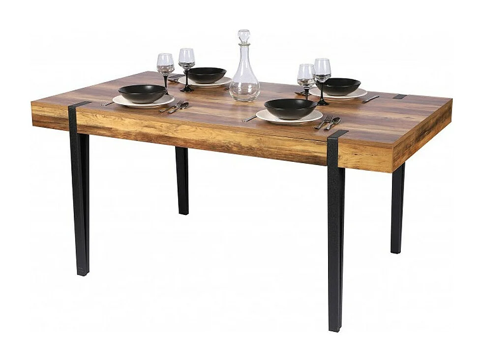 Tafel LOVY - Houtkleur met Zwarte Metalen Poten