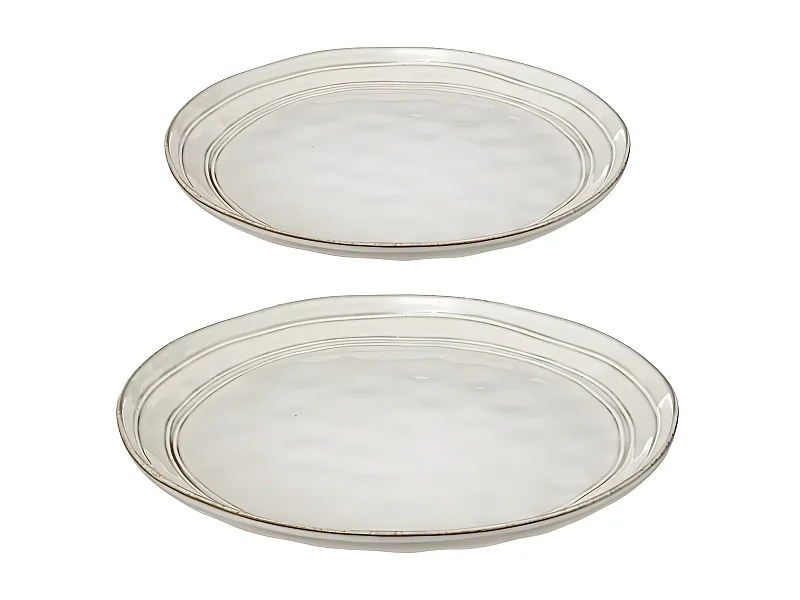 Service de Table 12 Pièces "Flower" 26cm Gris