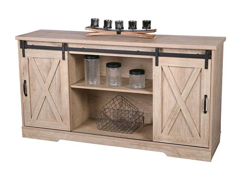 Buffet WAYNE – Rovere Chiaro con 2 Porte Scorrevoli e 2 Vani