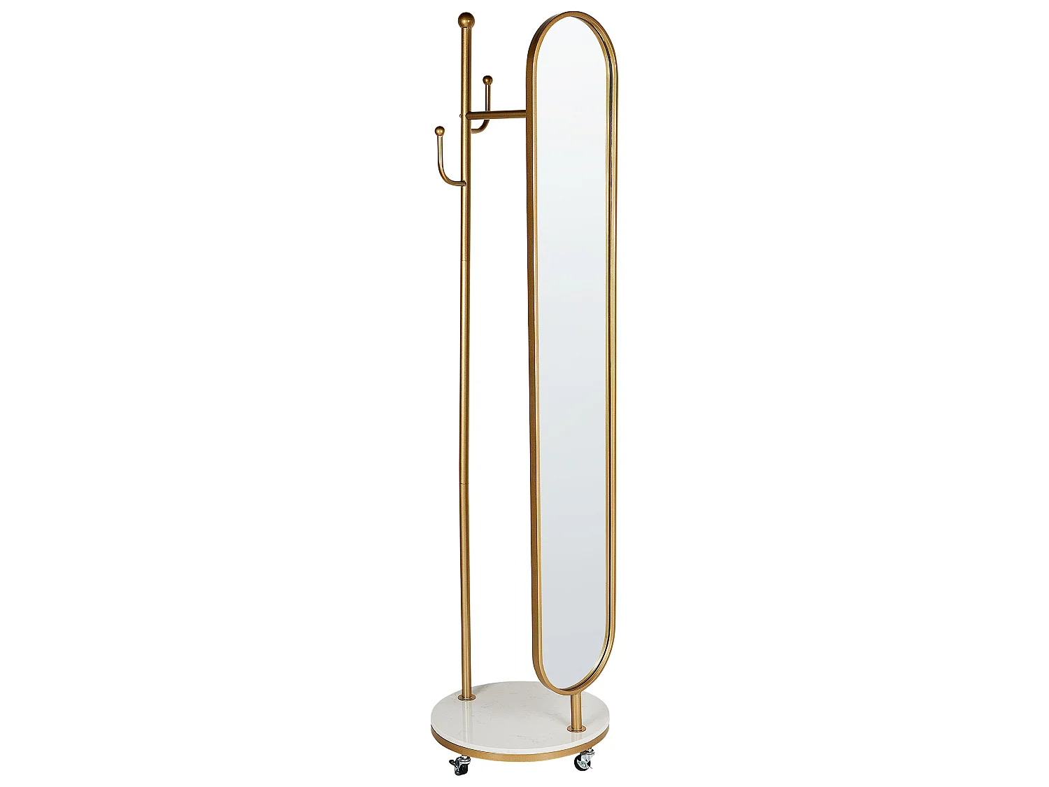 Coat Stand with Mirror LORENA 172 cm Metal Gold