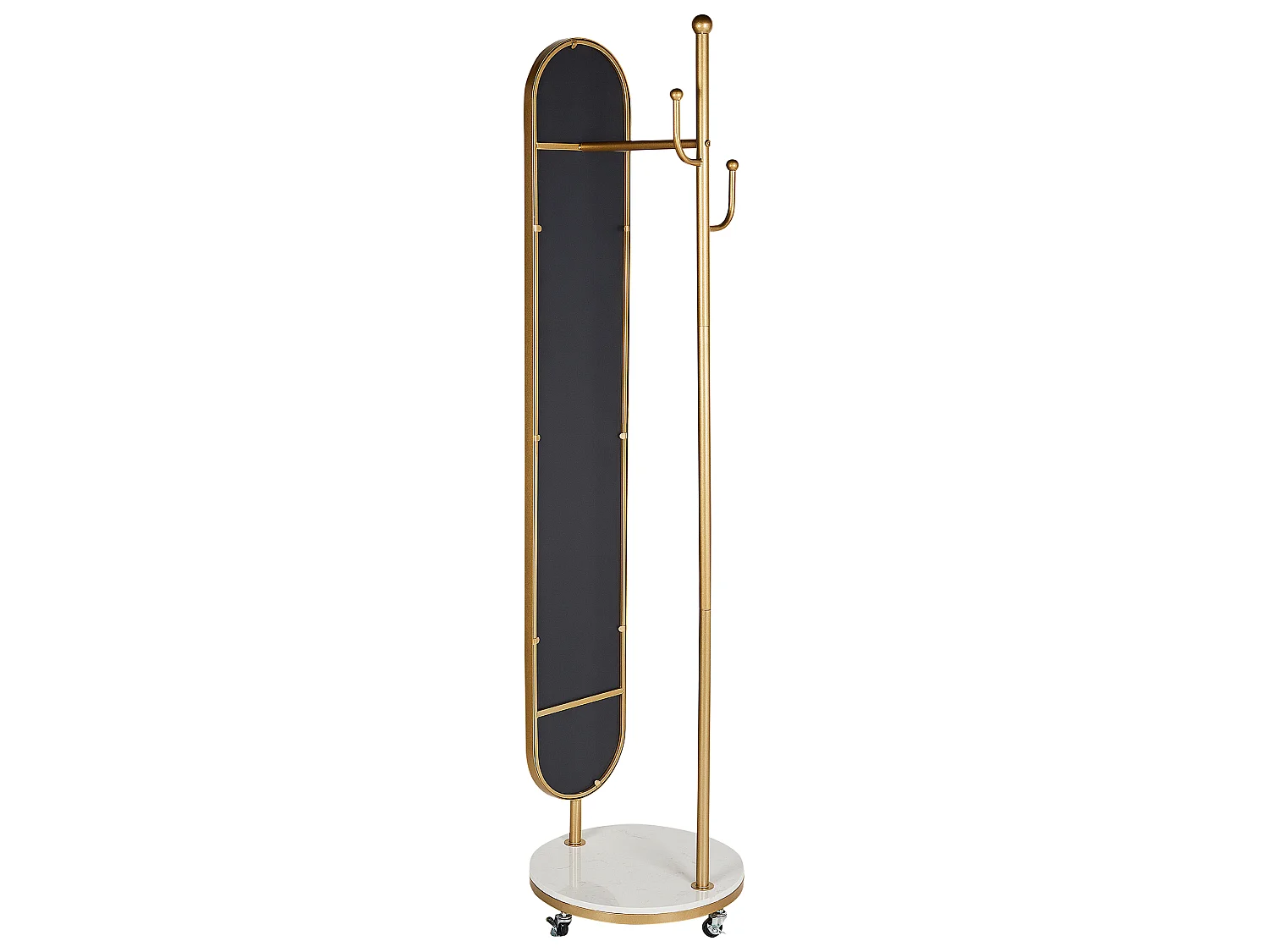 Coat Stand with Mirror LORENA 172 cm Metal Gold