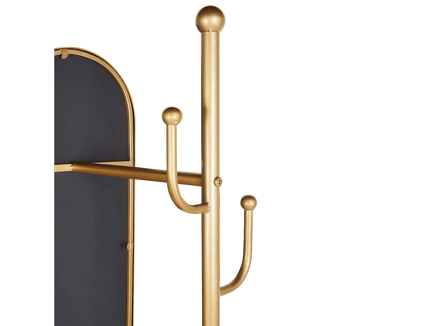 Coat Stand with Mirror LORENA 172 cm Metal Gold