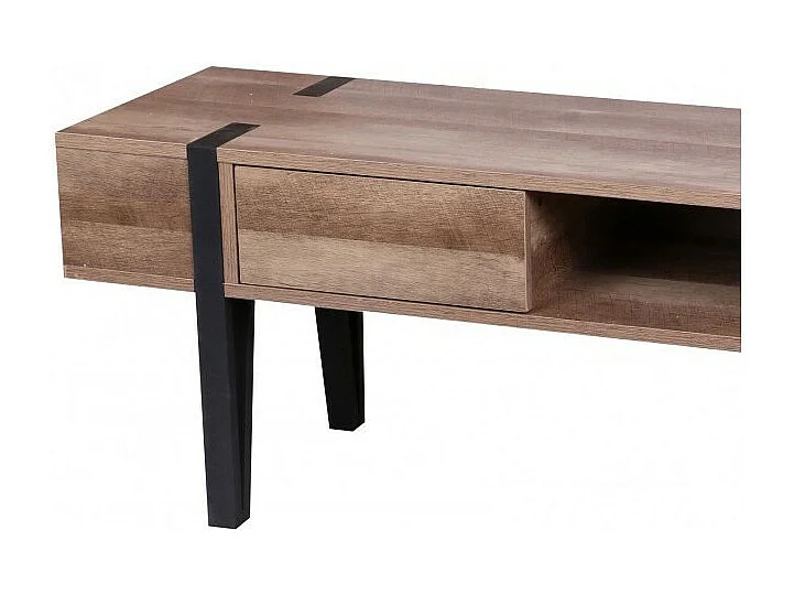 TV-meubel LOVY - Hout met Zwarte Metalen Poten, 1 Lade en 1 Vak