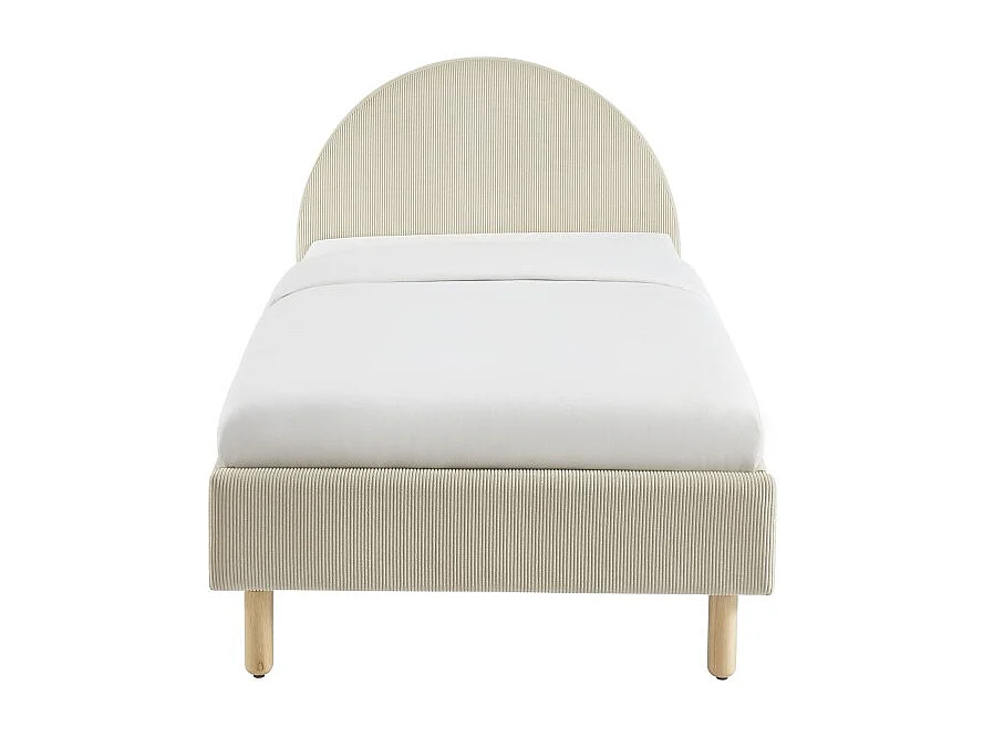 Lit enfant MAGNUS velours cotelé beige 90x190 sommier inclus