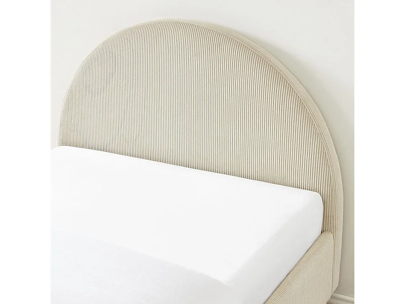 Lit enfant MAGNUS velours cotelé beige 90x190 sommier inclus