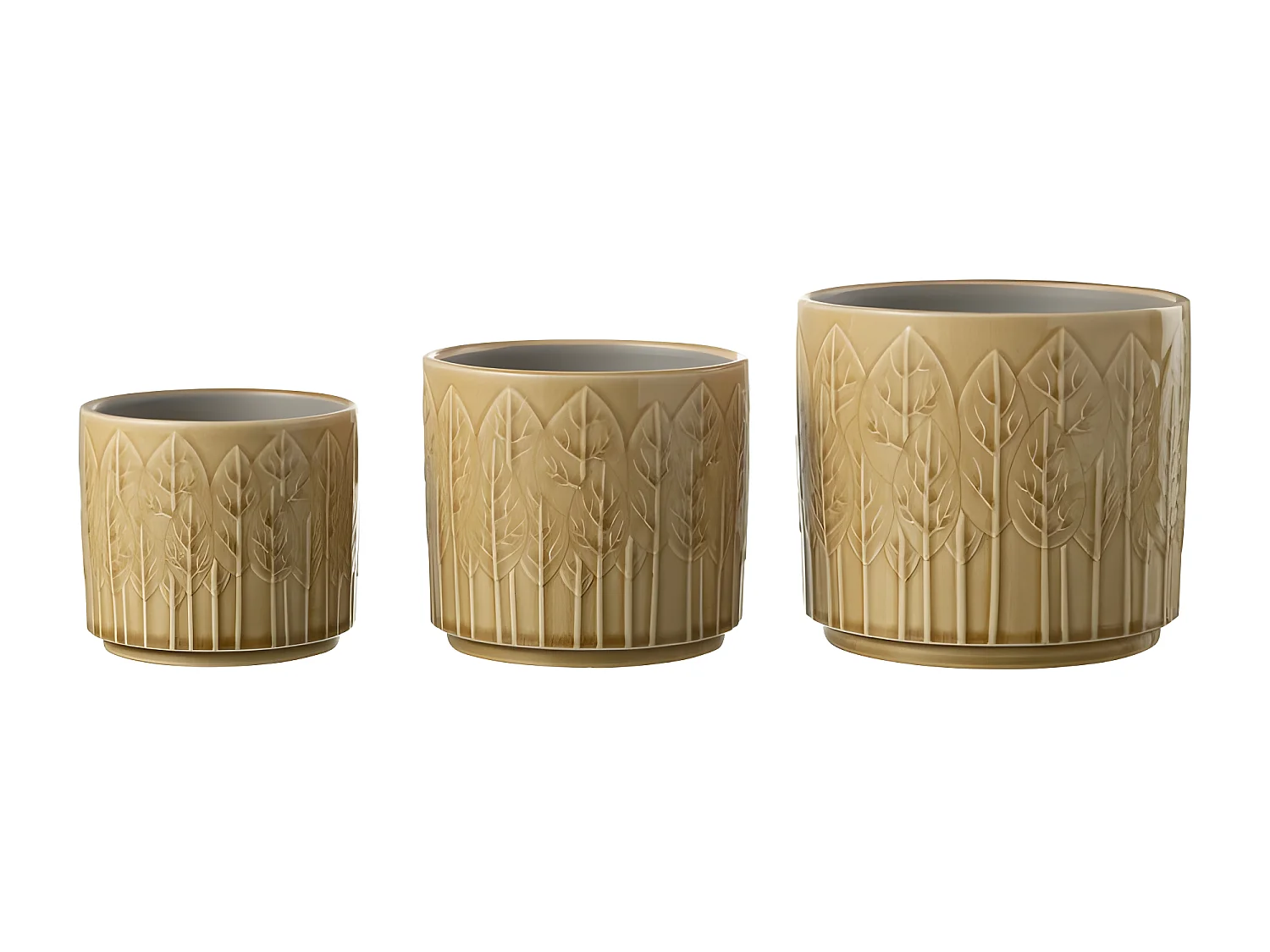 Macetero de cerámica beige 14x14x13 cm