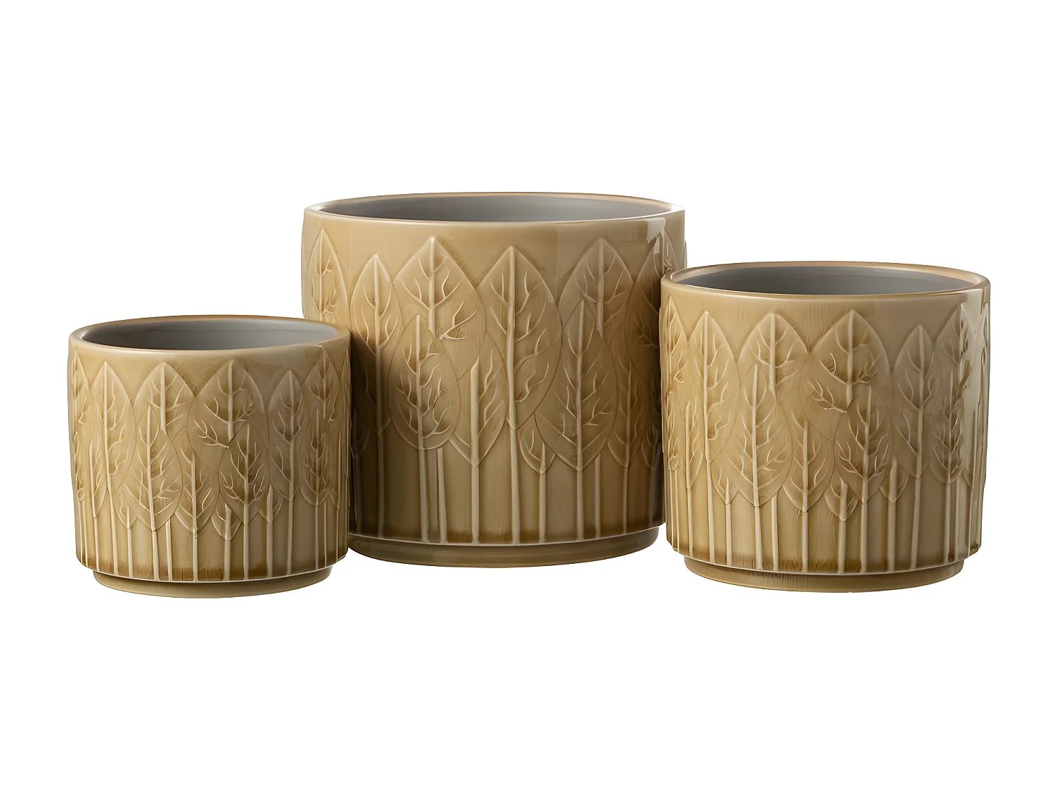 Macetero de cerámica beige 14x14x13 cm