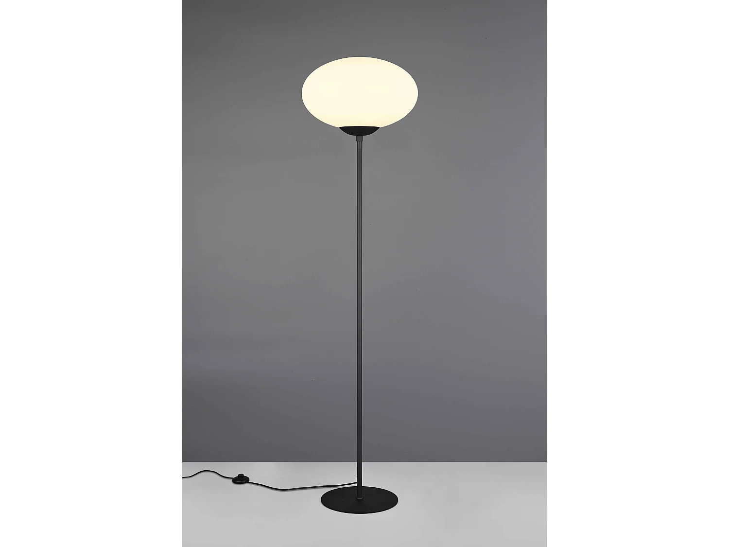 Piantana sfera, vetro e metallo, nero, H 150 cm, Fomento