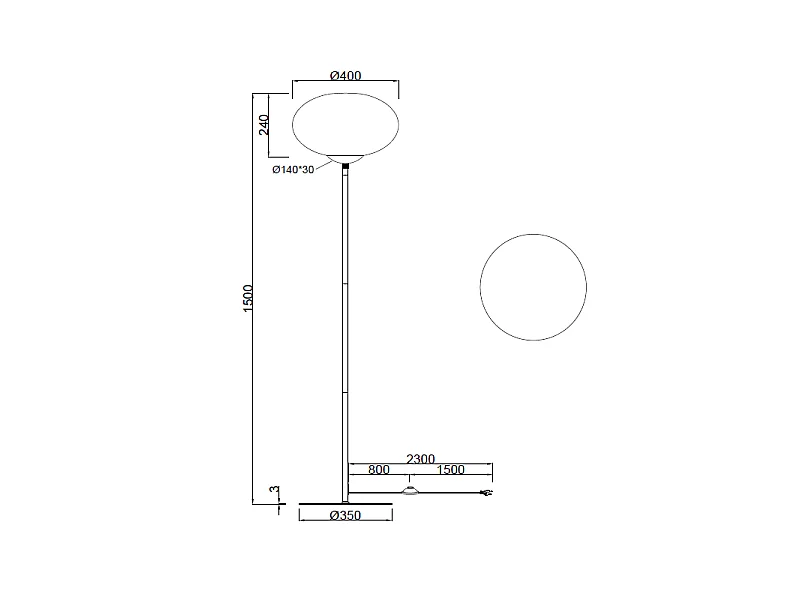 Piantana sfera, vetro e metallo, nero, H 150 cm, Fomento