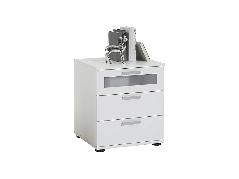 Table de Chevet 3 Tiroirs Design "Vyza" 53cm Blanc