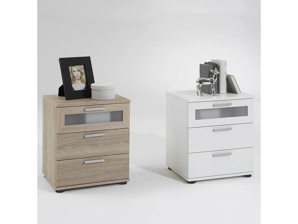 Table de Chevet 3 Tiroirs Design "Vyza" 53cm Blanc