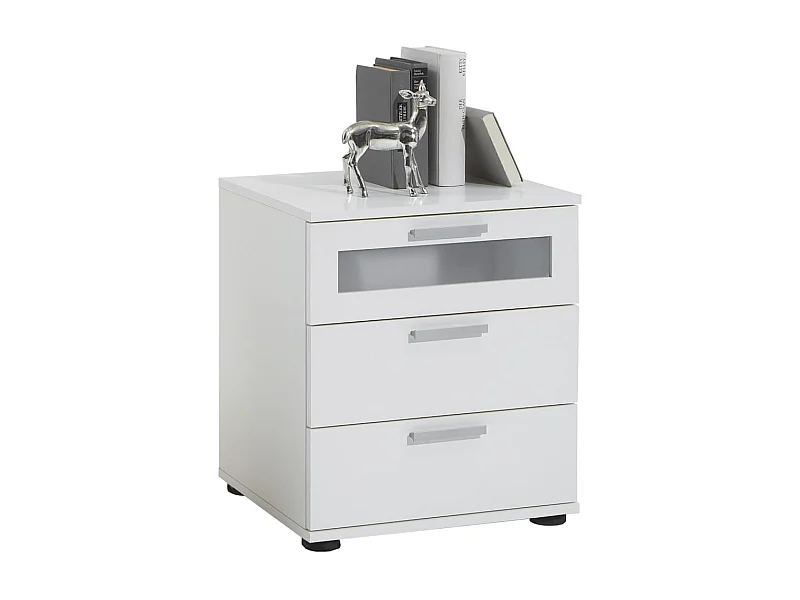 Table de Chevet 3 Tiroirs Design "Vyza" 53cm Blanc