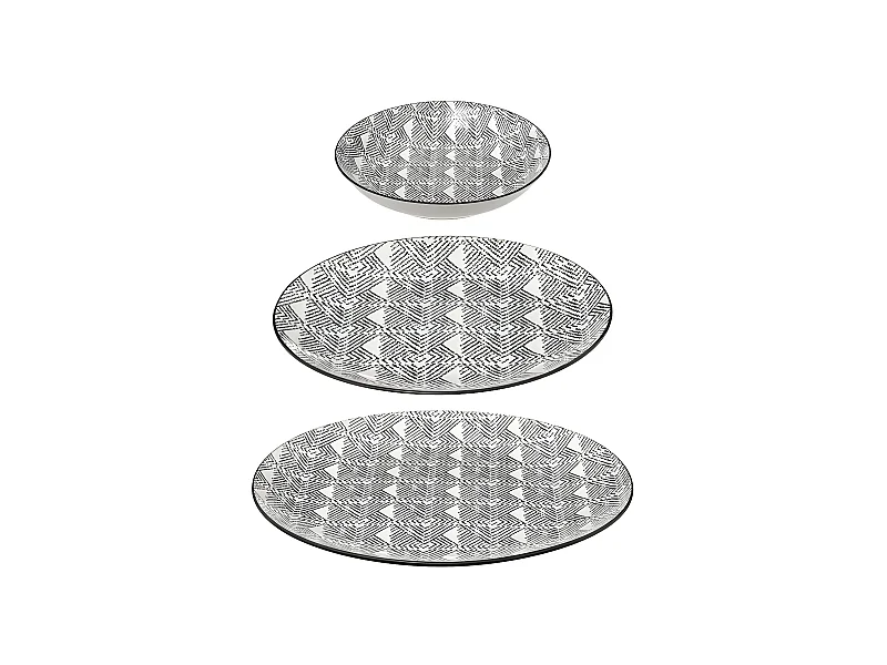 Service de Table 18 Pièces "Bohemia Etnic" 27cm Noir