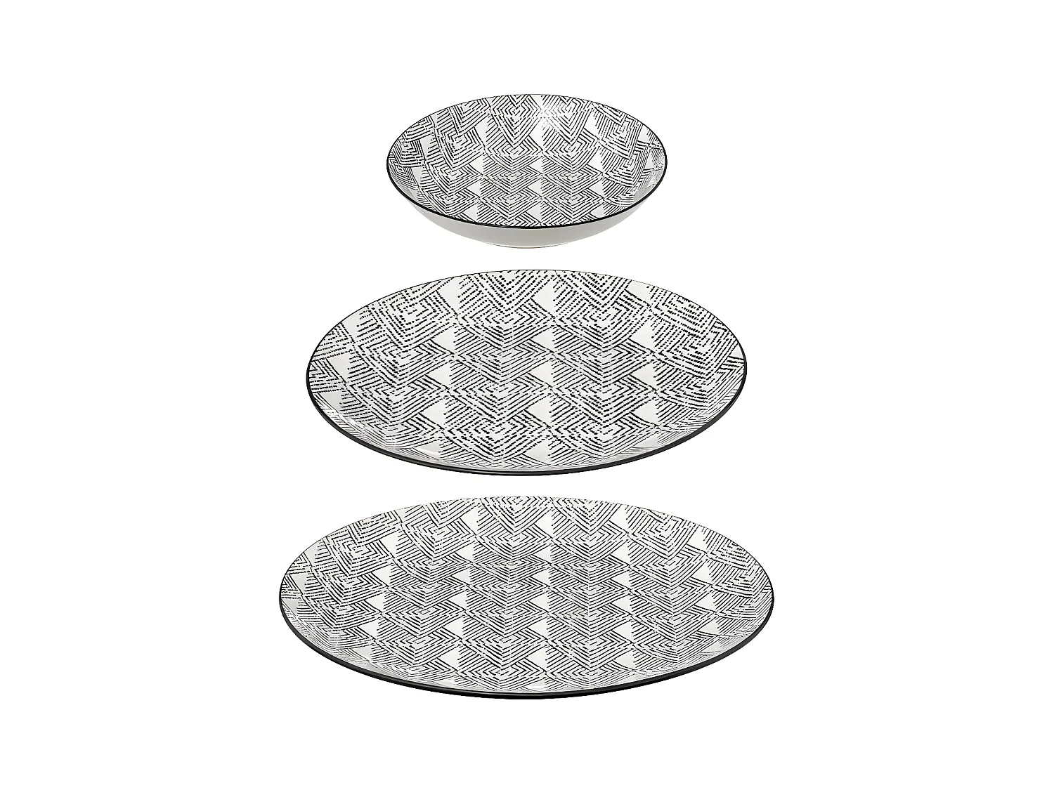 Service de Table 18 Pièces "Bohemia Etnic" 27cm Noir