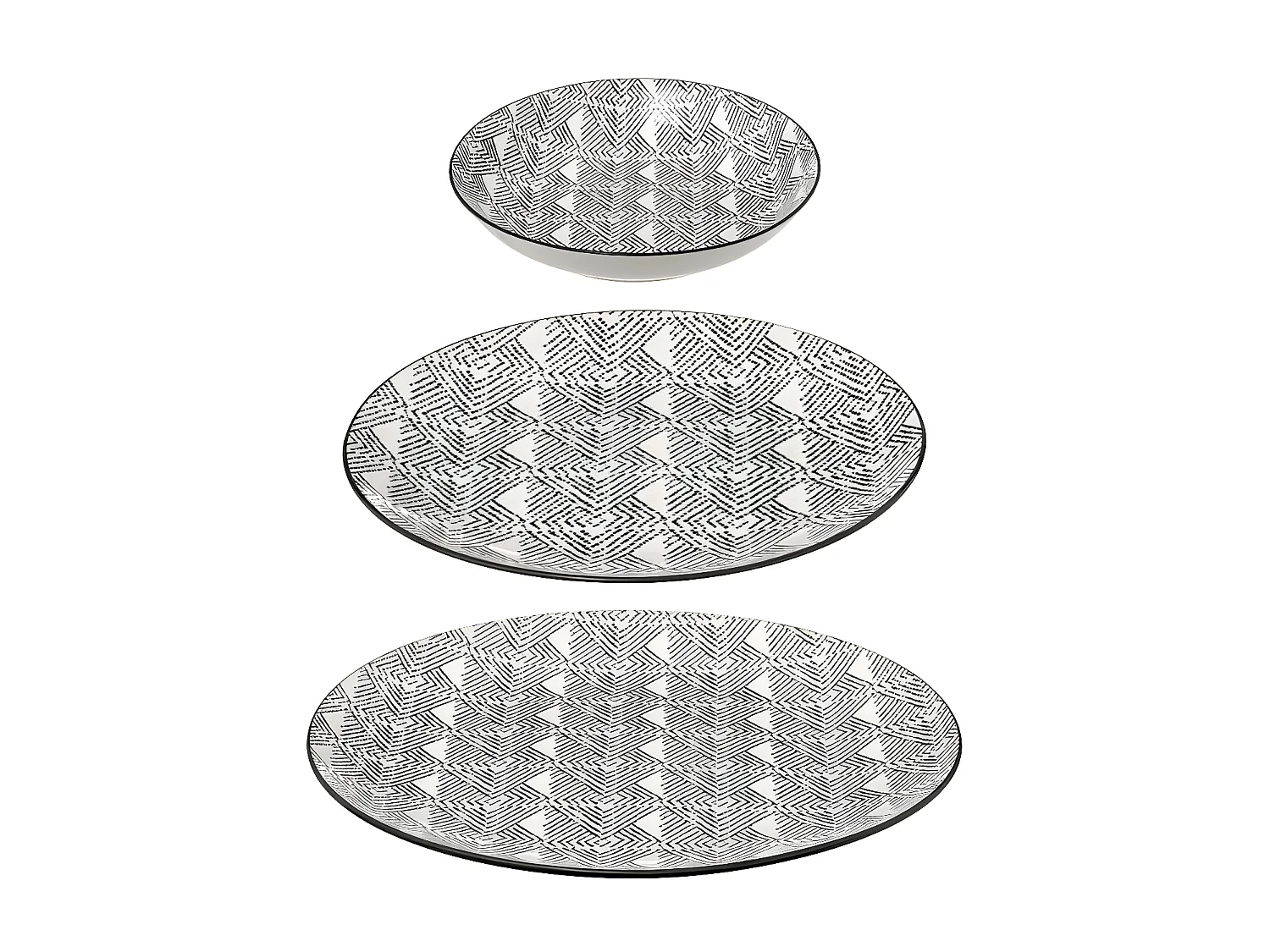 Service de Table 18 Pièces "Bohemia Etnic" 27cm Noir