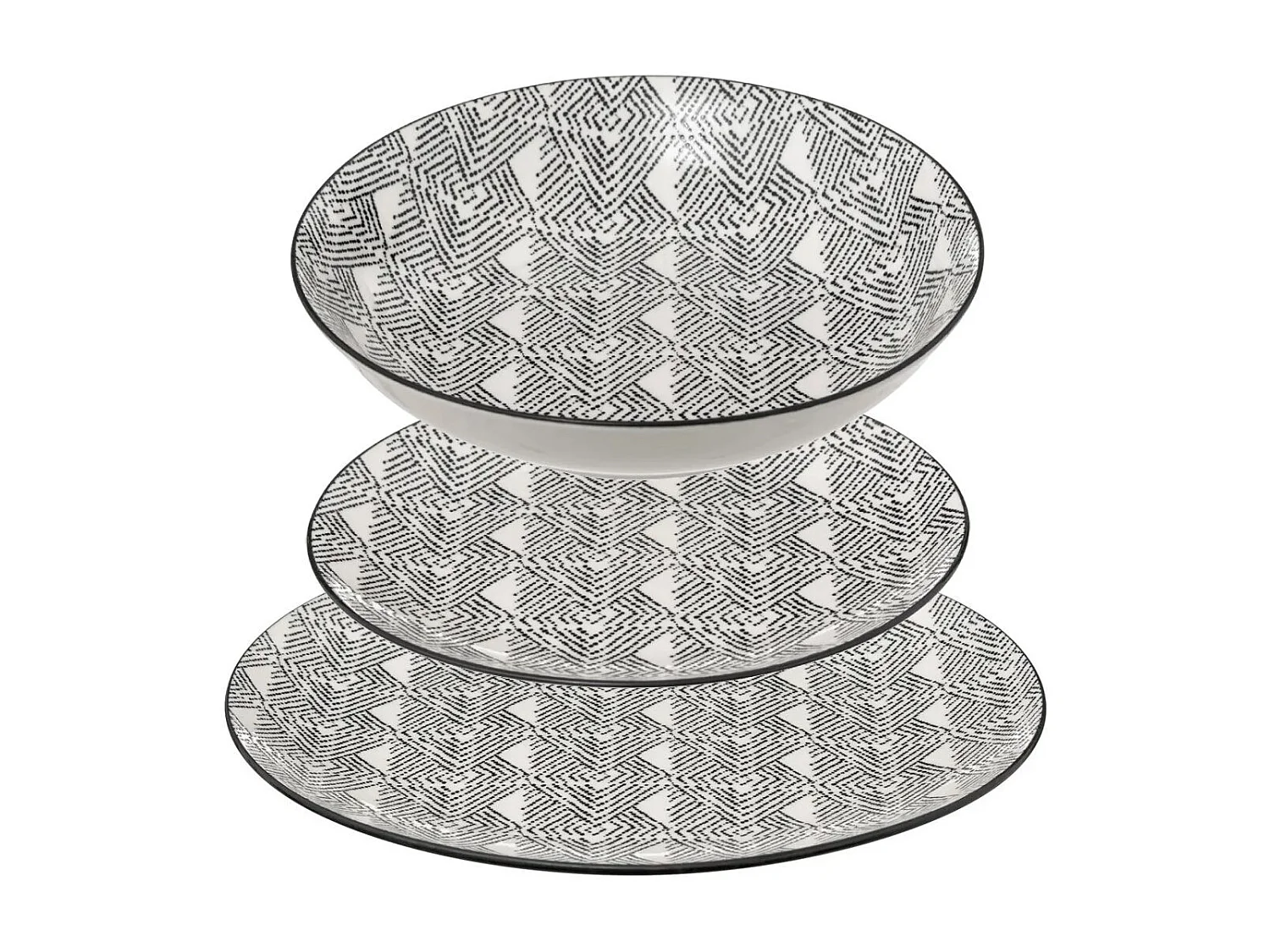 Service de Table 18 Pièces "Bohemia Etnic" 27cm Noir