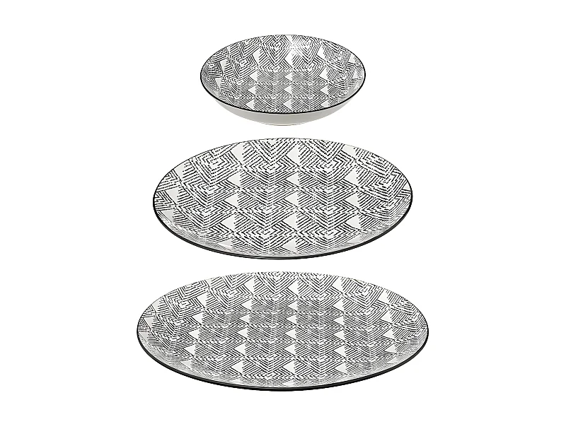 Service de Table 18 Pièces "Bohemia Etnic" 27cm Noir