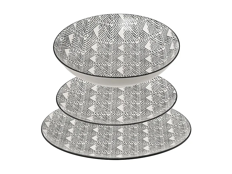 Service de Table 18 Pièces "Bohemia Etnic" 27cm Noir