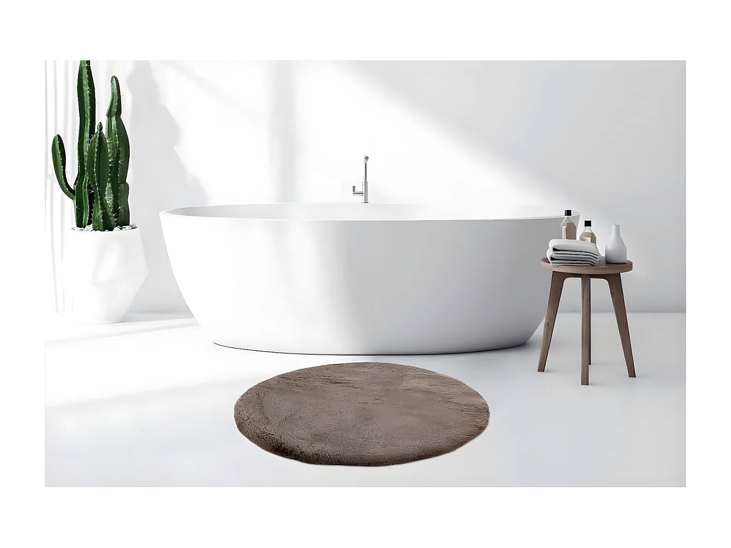 Tapis de Bain Antidérapant "Rabbit" 100cm Beige Foncé